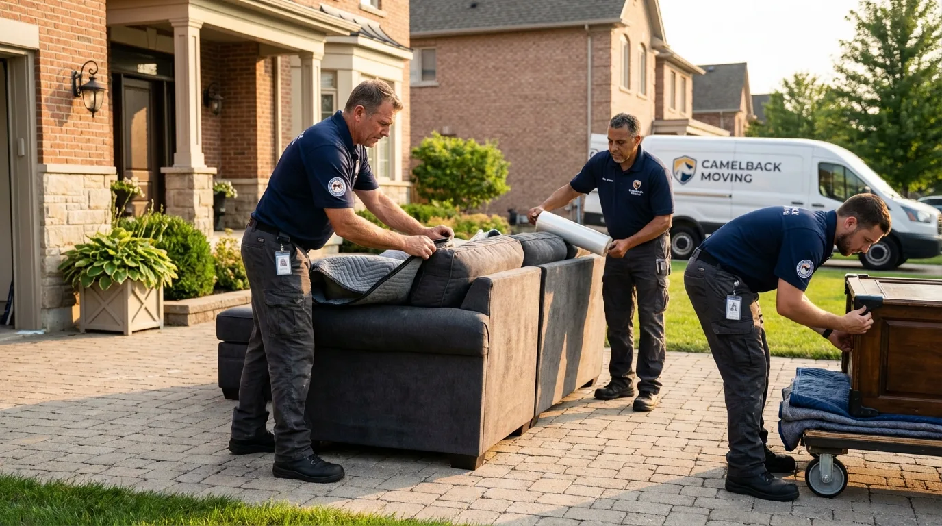 Large estate moving crew wrapping furniture in El Segundo, CA